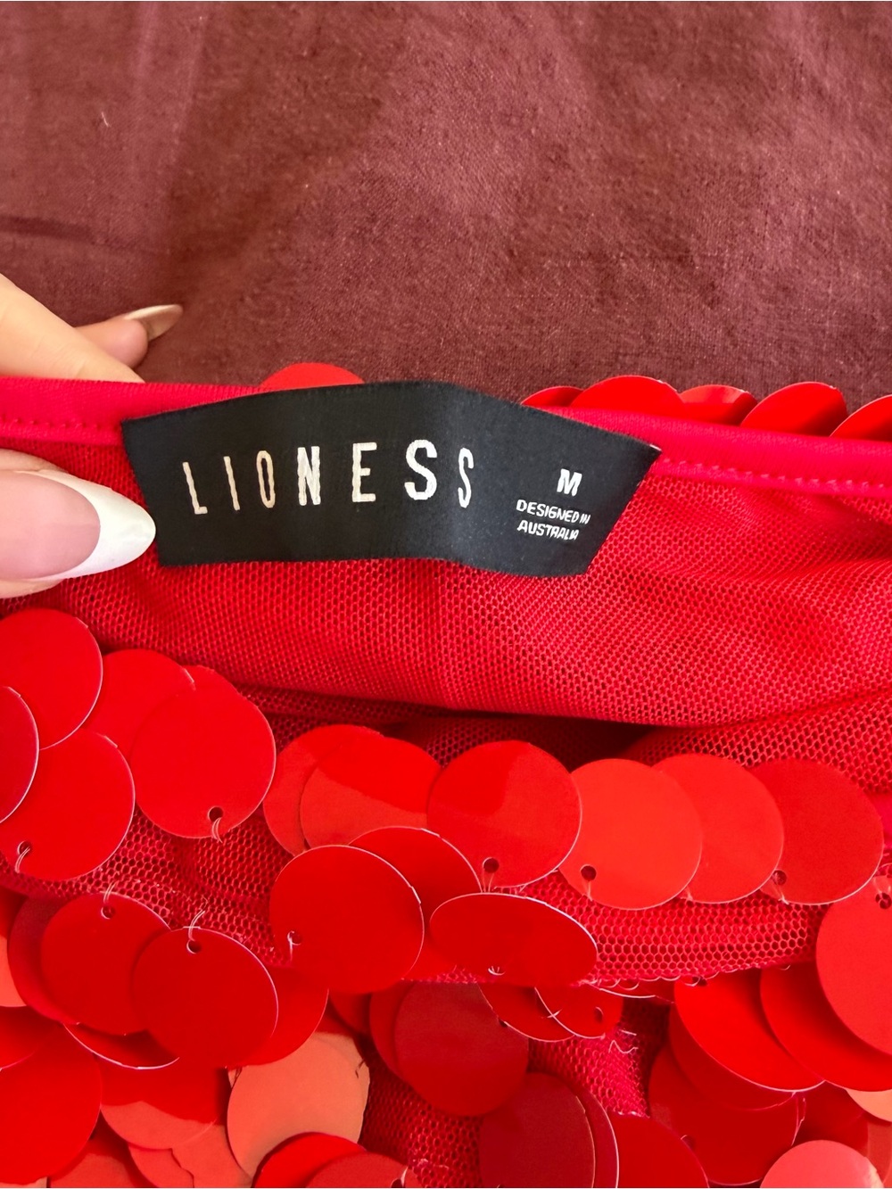 Lioness Night Rider Red Sequin Midi Skirt - Picture 3 of 4